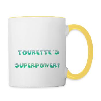 Tourettes Supermacht - Tasse zweifarbig - Weiß/Gelb - Rechts