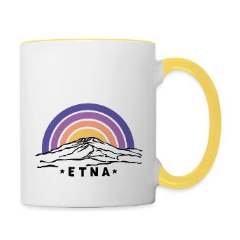 Etna Mongibello Etna Mountain Sicily Volcano Souvenir - Contrasting Mug - white/yellow - Right