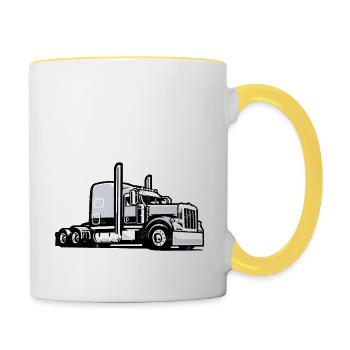 Trucker American Flag LKW-Fahrer - Tasse zweifarbig - Weiß/Gelb - Rechts