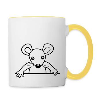 Cute behind the wall - Contrasting Mug - white/yellow - Right
