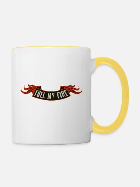 Zünde mein Feuer an - Tasse zweifarbig - Weiß/Gelb