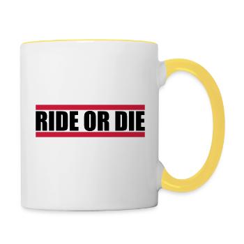 Logo Ride Die - Mug contrasté - blanc/jaune - Droite