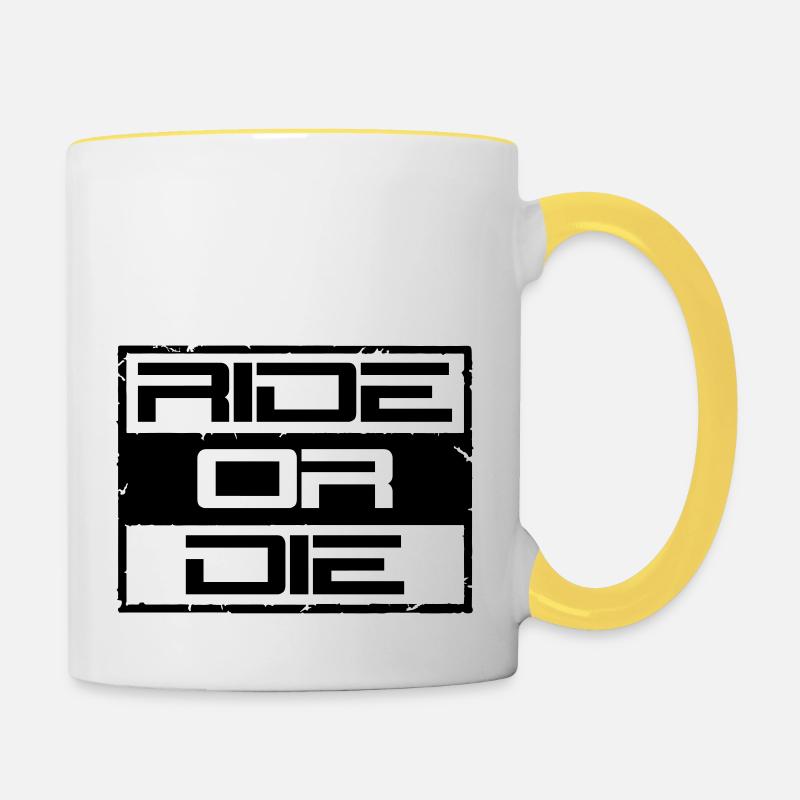 Rouler ou mourir - Mug contrasté - blanc/jaune