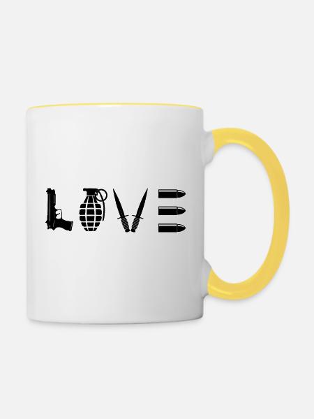 Love Army - Tasse zweifarbig - Weiß/Gelb