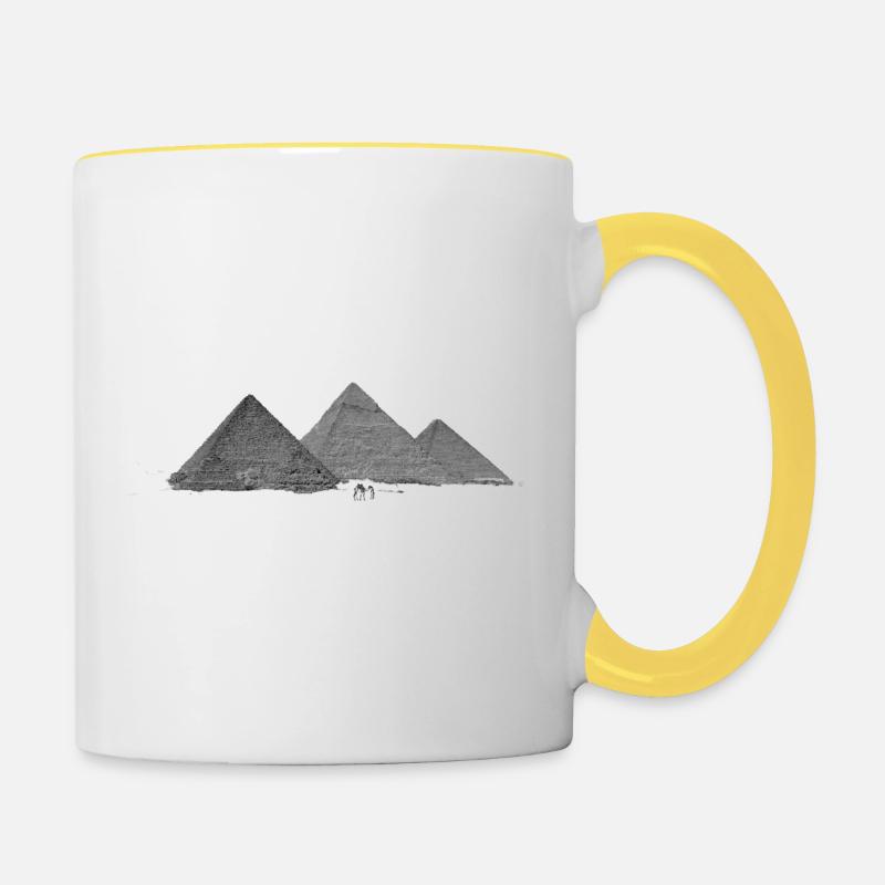 Die Pyramiden von Gizeh - Tasse zweifarbig - Weiß/Gelb
