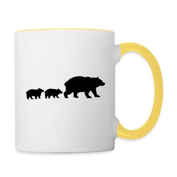 Bären Familie Kinder - Tasse zweifarbig - Weiß/Gelb - Rechts