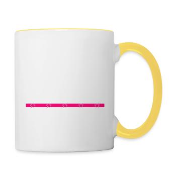 forest work felling carpenter girl tshirts present - Contrasting Mug - white/yellow - Right