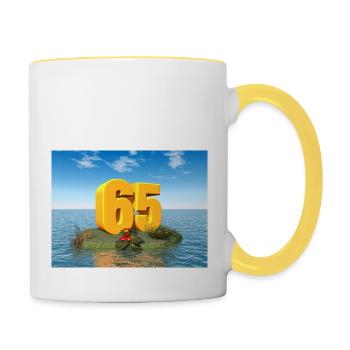 Year 65 - Contrasting Mug - white/yellow - Right