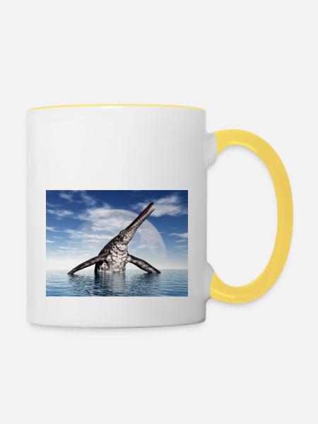 Ichthyosaurier Shonisaurus - Tasse zweifarbig - Weiß/Gelb