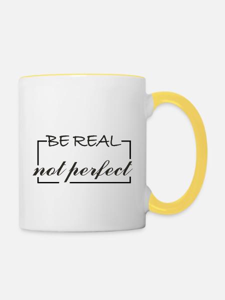 Sei echt - Tasse zweifarbig - Weiß/Gelb