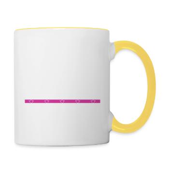 mason chainsaw grab sexy carpenter tshirts - Contrasting Mug - white/yellow - Right