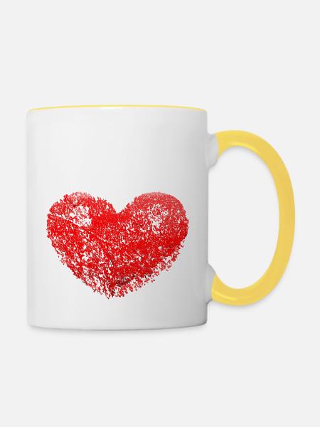 Herz - Tasse zweifarbig - Weiß/Gelb