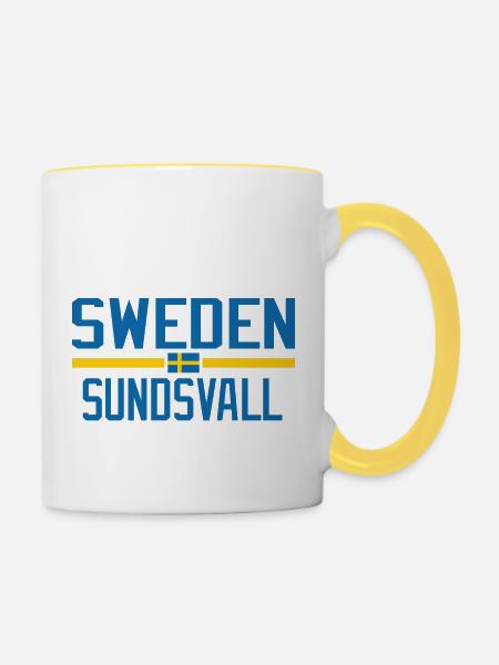 Schweden Sundsvall - Tasse zweifarbig - Weiß/Gelb
