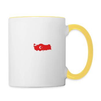 Türkiye Herzschlag Ich liebe Türkei Flagge - Tasse zweifarbig - Weiß/Gelb - Rechts