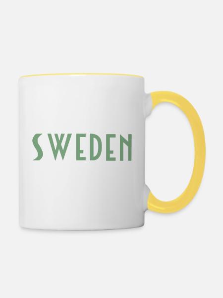 Schweden - Tasse zweifarbig - Weiß/Gelb