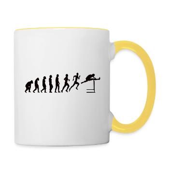 Hürdenlauf Leichtathletik Evolution Hürdenläufer - Tasse zweifarbig - Weiß/Gelb - Rechts