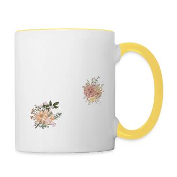 74th Anniversary Flowers (Gift of 74 years) - Contrasting Mug - white/yellow - Right