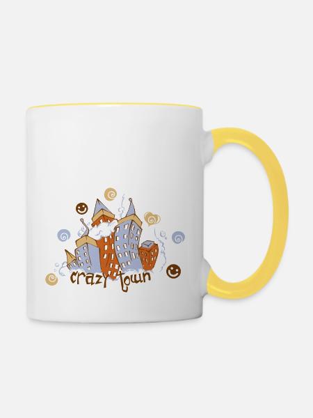 Crazy Town - Tasse zweifarbig - Weiß/Gelb