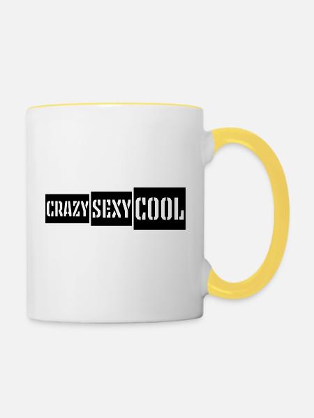 crazy sexy cool Design - Tasse zweifarbig - Weiß/Gelb