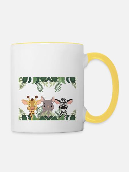 Wildtiere - Tasse zweifarbig - Weiß/Gelb