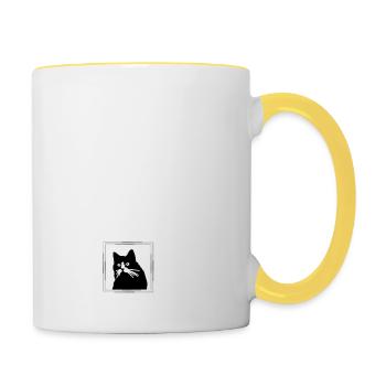 Schrodingers Katze box Lustige Wissenschaft Nerd P - Tasse zweifarbig - Weiß/Gelb - Rechts