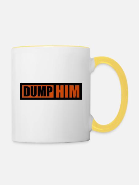 dump him Zitat Logo - Tasse zweifarbig - Weiß/Gelb