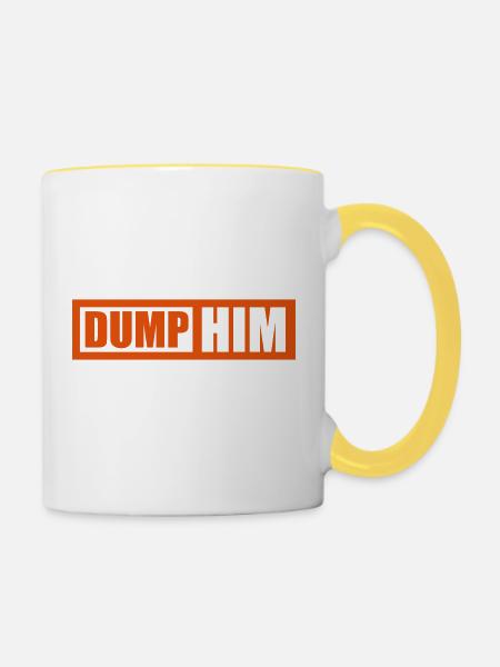 dump him Zitat Logo - Tasse zweifarbig - Weiß/Gelb