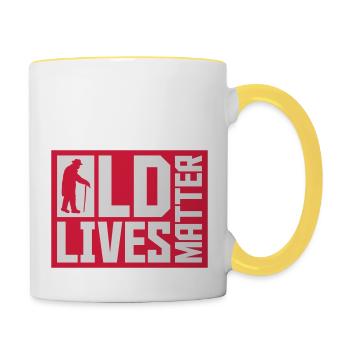 old lives matter quote - Contrasting Mug - white/yellow - Right