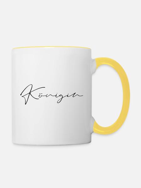 Koenigin Schriftzug - Tasse zweifarbig - Weiß/Gelb