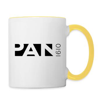 Pan1610 Logo white - Tasse zweifarbig - Weiß/Gelb - Rechts