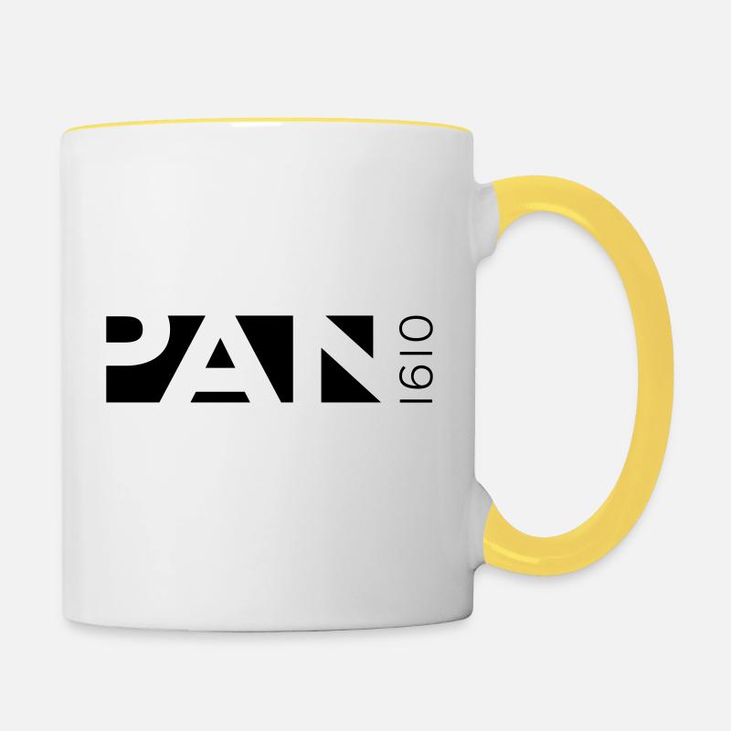 Pan1610 Logo white - Tasse zweifarbig - Weiß/Gelb
