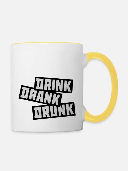 drink drank drunk Zitat - Tasse zweifarbig - Weiß/Gelb