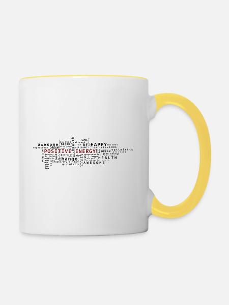 "Positive Energy" calm, love, life, energy... - Tasse zweifarbig - Weiß/Gelb