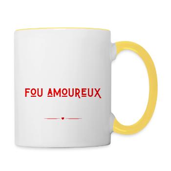 je suis fou amoureux de ma femme - Mug contrasté - blanc/jaune - Droite