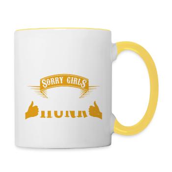 DÉSOLÉ LES FILLES CE MEC EST PRIS - Mug contrasté - blanc/jaune - Droite