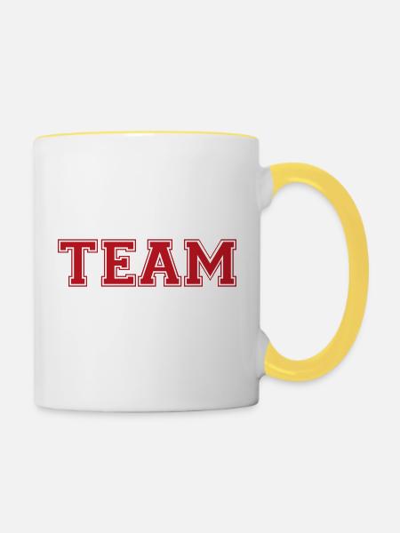 Team - Tasse zweifarbig - Weiß/Gelb