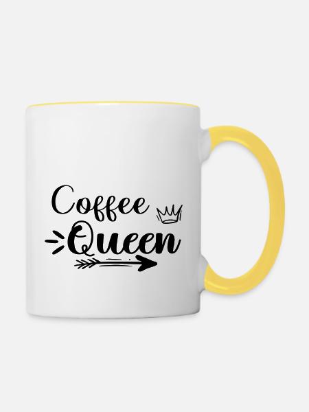 Coffee Queen - Tasse zweifarbig - Weiß/Gelb