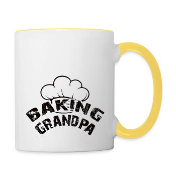 Der backende Großvater - Opa backt Brot - Tasse zweifarbig - Weiß/Gelb - Rechts