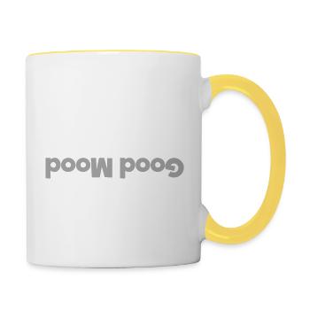 Good Mood Schriftzug - Tasse zweifarbig - Weiß/Gelb - Rechts