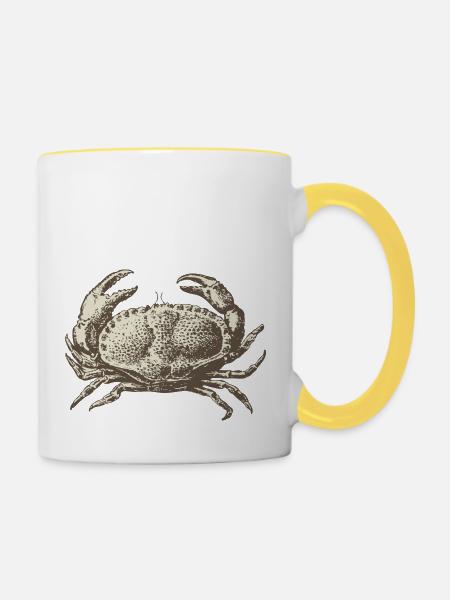 Meerestiere - Tasse zweifarbig - Weiß/Gelb