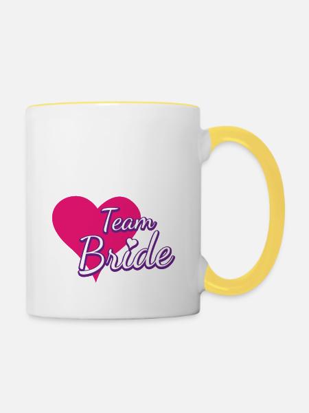 Team Bride Heart - Tasse zweifarbig - Weiß/Gelb