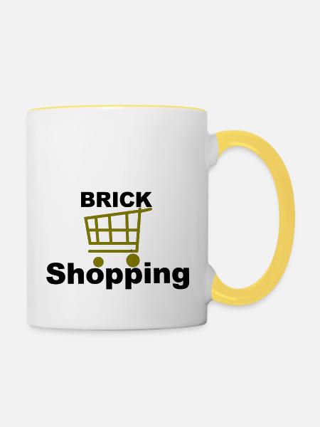 Shopping - Tasse zweifarbig - Weiß/Gelb