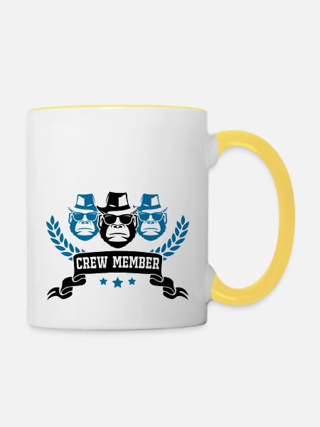 gorilla crew member - Tasse zweifarbig - Weiß/Gelb