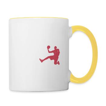 Manger, dormir, jouer au basket-ball, répéter : la vie d’un vrai - Mug contrasté - blanc/jaune - Droite
