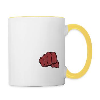 Manger, dormir, se battre, répéter : la vie d’un guerrier - Mug contrasté - blanc/jaune - Droite
