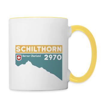 Schilthorn Randonnée Randonnée Ski Oberland bernois - Mug contrasté - blanc/jaune - Droite