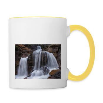 Cow Escape Waterfall - Contrasting Mug - white/yellow - Right