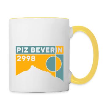 Piz Beverin, Randonnée, Ascension, Ski de randonnée, Souvenir - Mug contrasté - blanc/jaune - Droite