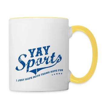 Yay Go Sports! Funny Sports - Contrasting Mug - white/yellow - Right