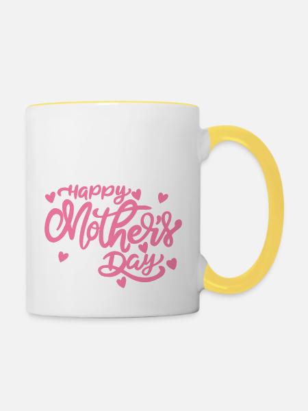 Happy Mothersday - Tasse zweifarbig - Weiß/Gelb